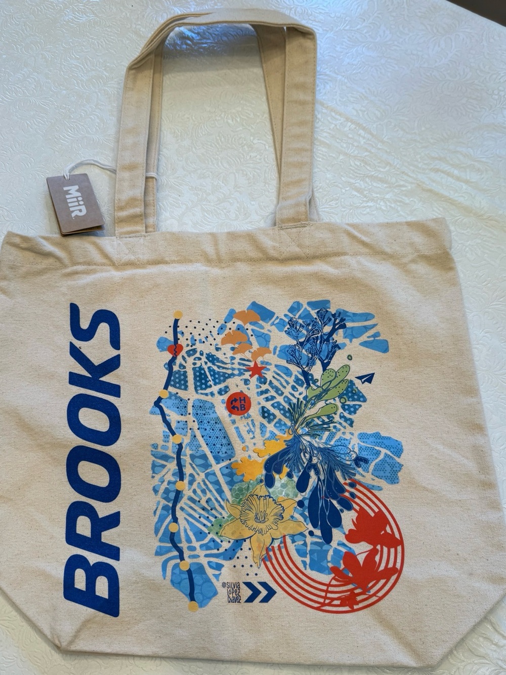 Brooks X MiiR Beige Custom Printed Canvas Tote for the Boston Marathon